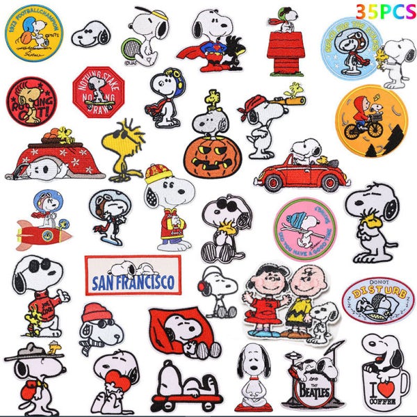 Ladybug 와펜 스누피 40 item 대형사이즈 자수와펜 마크 열접착식 패치 의류 가방 리폼 수선