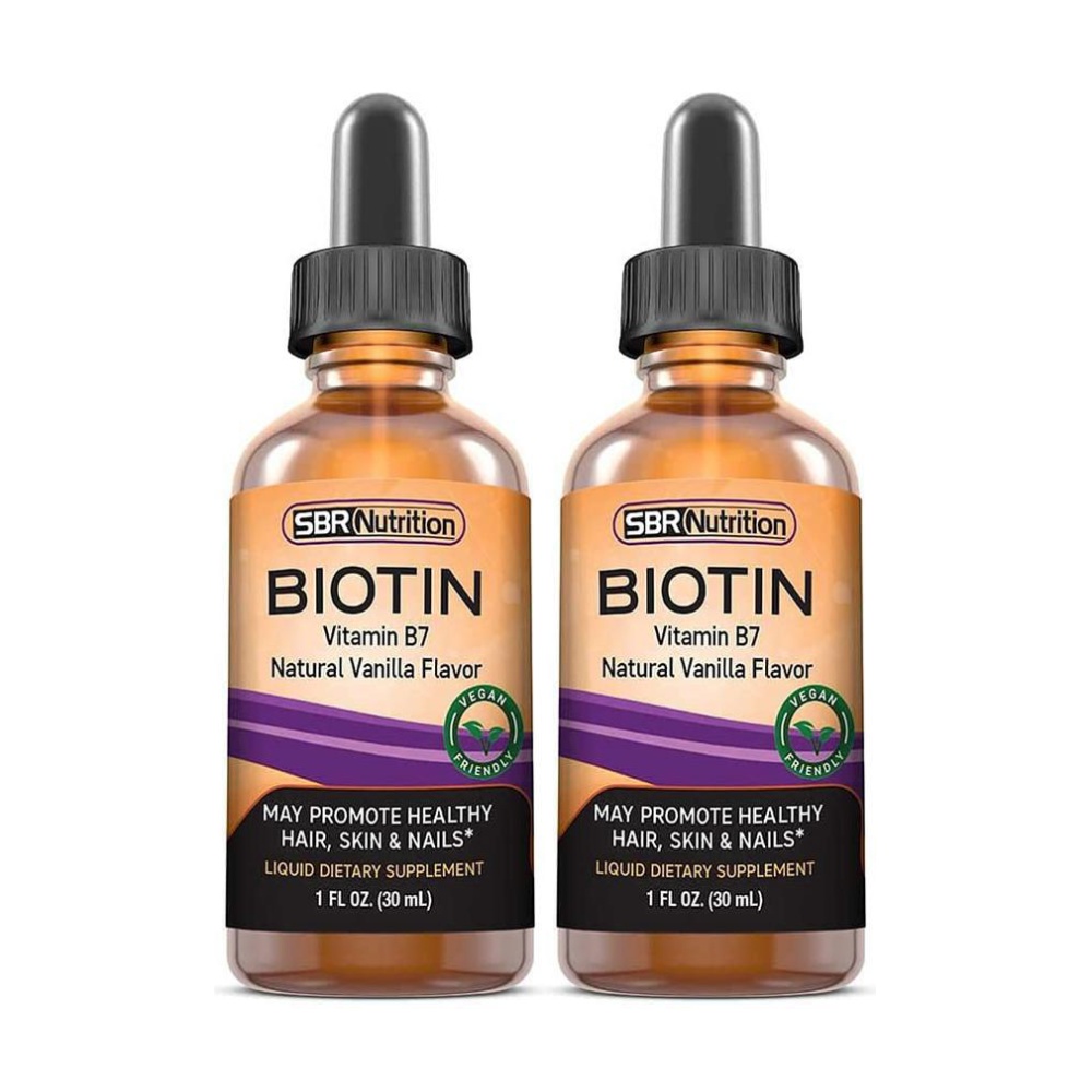 SBR뉴트리션 <b>리퀴드 비오틴</b> 1회당 <b>5000mcg</b> 1oz(30mL) 바닐라맛 2병