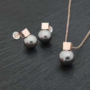 14K 18K 그레이 왕진주 혼주 한복 10mm 진주 귀걸이 목걸이 세트