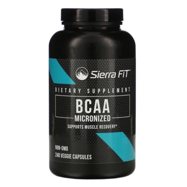 <b>시에라핏</b> 미분화 BCAA, 분지사슬아미노산, 500mg, 베지 캡슐 240정