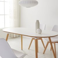 스칸디무드 커스토 원형 반타원 타원형 화이트 원목 식탁 테이블
