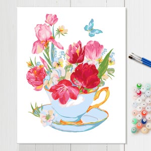 어른용 색칠공부 유화그리기 예쁜 식물 정물 DIY 37 플라워컵 1 40x50