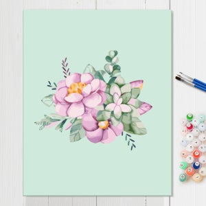 북유럽풍 그림 카페 인테리어 모던 그림그리기 키트 DIY 42 바이올렛플라워 40x50