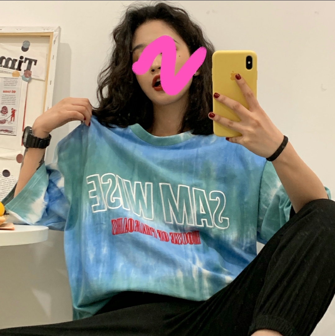블루문 타이다이 쿨 티셔츠 루즈핏 커플 여름 여행