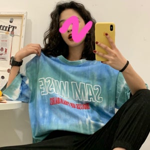 블루문 타이다이 쿨 티셔츠 루즈핏 커플 여름 여행