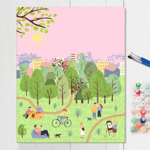 일러스트 캔버스페인팅 그림그리기 거실 셀프 인테리어 DIY 61 자연공원 40x50
