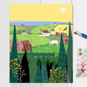 어른 색칠공부 유화 색칠하기 세트 셀프 수작업 DIY 62 싱그러운목장 40x50