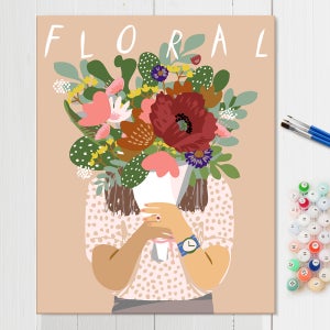 예쁜 꽃 일러스트 원룸 인테리어 집순이취미 셀프페인팅 DIY 64 플로럴 40x50