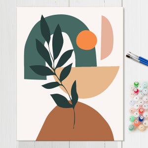 북유럽 일러스트 추상화 유화그림그리기세트 DIY 84 야자수잎과도형 40x50