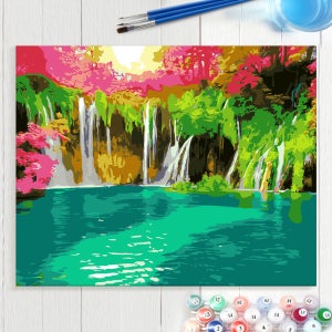 폭포그림 풍경화 취미생활 셀프페인팅 풍수인테리어 색칠공부 유화그리기 DIY 239 플리드비체 50x40