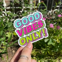 GOOD VIBES ONLY 스티커 타이포 레터링 캐리어 노트북 아이패드 스티커