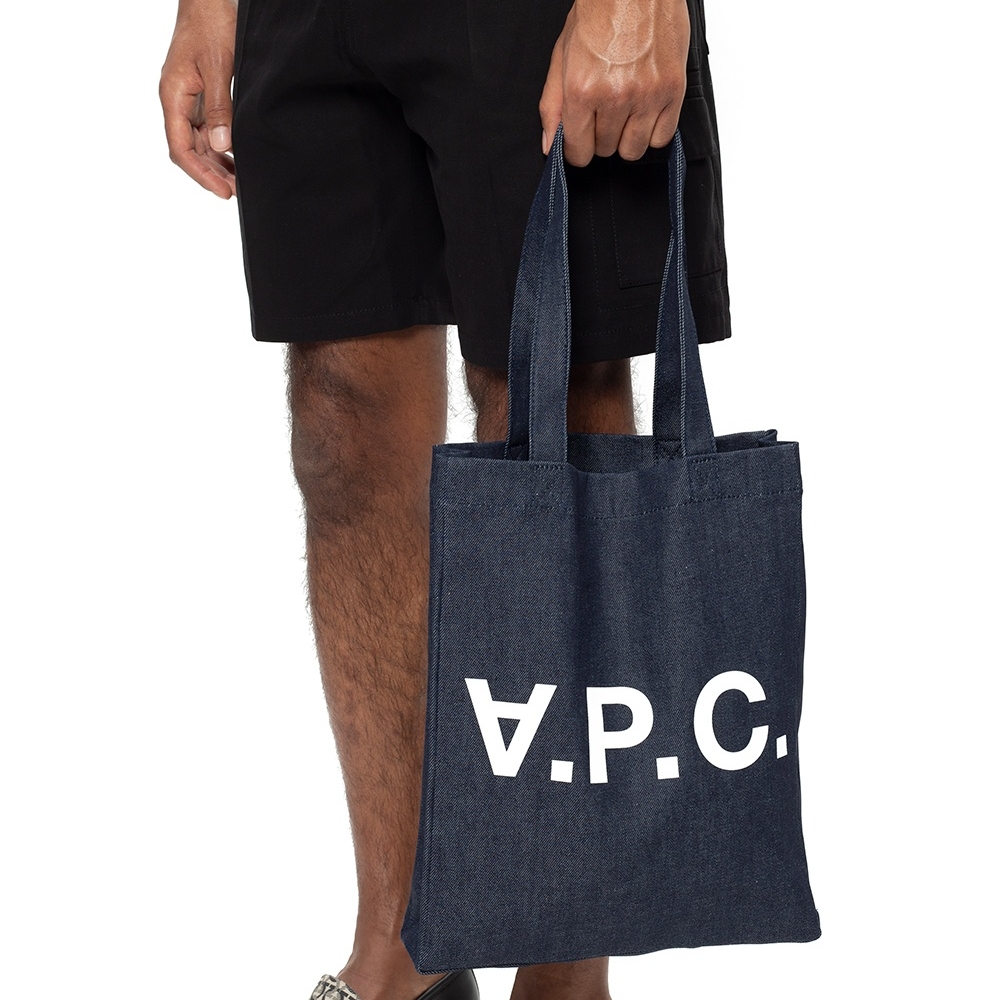 APC 아페쎄 데님 에코 캔버스 숄더 토트 백 가방 남녀공용