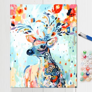 예쁜그림 감성일러스트 페인팅 집순이 취미생활 유화그리기 DIY 192 컬러풀사슴 40x50