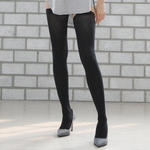 큰 다이아 패턴 무늬 섹시 여성 클래식 밴드스타킹