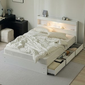 할인가 179,900 ~/수도권지정일배송/ 리샘 카델린 LED 수납침대 SS/Q프레임