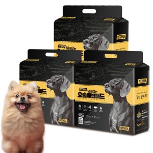 페츠모아(천연펄프) 요술배변패드 블랙에디션 강아지 배변패드 표준형 중형, 100매입, 3개