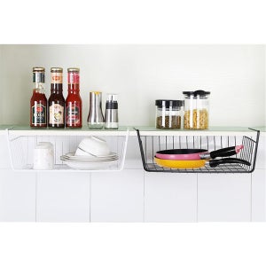 걸이식 선반 화이트-소 바스켓 주방 싱크대 걸이형 언더선반 수납정리대 대 중 소