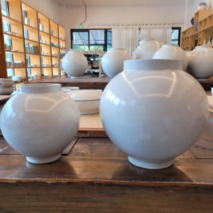 시미직 백자 달항아리 특대형 도자기화병 백일상 돌상 원형꽃병