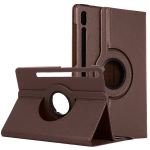 360도 회전 스탠드 가죽 태블릿 케이스 stc010 브라운, 갤럭시 탭 S7 FE-S7+-S8+-S9+-S9 FE+-S10+