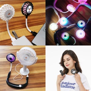 문서핑 듀얼 LED 목풍기/ 각도조절 분리형 휴대용 선풍기 넥풍기 USB충천 보조배터리기능