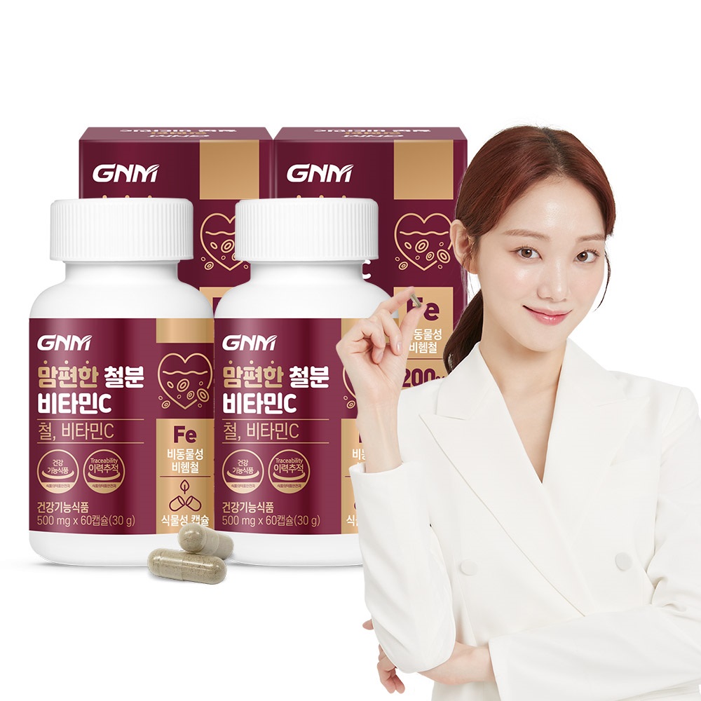 <b>GNM</b> 맘편한 철분 비타민C / 철분제 임산부 수유부 60캡슐, 2개
