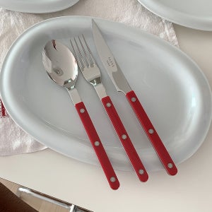 [루키코마니]사브르 비스트로 버건디 디너 스푼포크나이프 세트