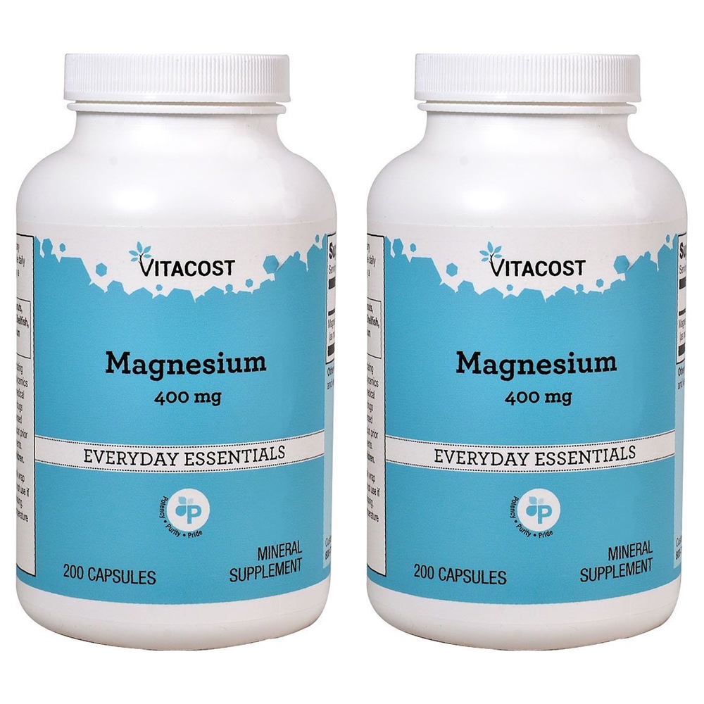 Vitacost <b>Magnesium</b> <b>비타</b>코스트 <b>마그네슘</b> 400mg 200캡슐 2팩