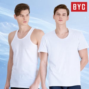 BYC 남자 런닝 셔츠 조끼 반팔 민소매 남성 에어로쉬 순면 쿨 메리야스 기능성