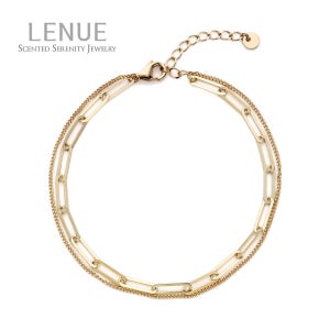 레뉴 14K 두줄레이어드팔찌 데일리 링크 체인 두줄 골드 팔찌 여름 여자친구 생일 선물