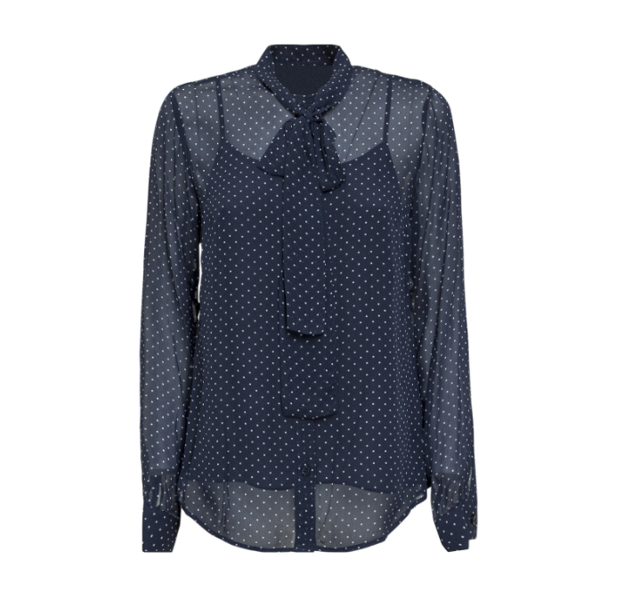 [마이클코어스]Polka Dot Georgette Tie Blouse 스카프 블라우스