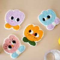 더퐁당 DIY 고양이 튤립 뜨개 펀치니들 홈 카페 티코스터 자수 키트