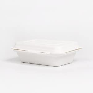 [KO] 포장 일회용 1칸 일체형 펄프 도시락 용기 450ml 1000개 / 화이트