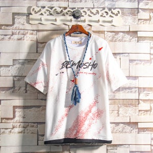 편한 빈티지 루즈핏 남성 라운드넥 퓨어 코튼 그라데이션 타이다이 유니크 반팔 티셔츠