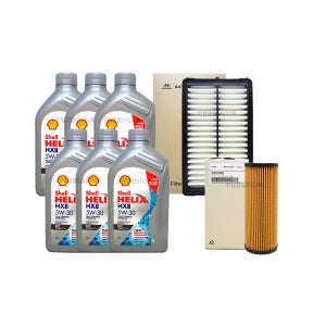 쏘렌토MQ4 디젤 엔진오일세트 쉘힐릭스 HX8 5W30 6L 필터2R-L1000