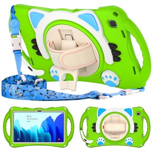 갤럭시탭A7 2020 10.4 T505 고양이 스트랩 스탠드 펜슬수납 실리콘 태블릿 케이스