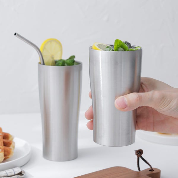 1+1 시샘 무연마제 304 이중 스텐컵 진공 350ml 텀블러 보온 보냉 음료수 물컵