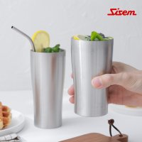 1+1 시샘 스텐 이중 진공 컵 350ml 커피 맥주 잔 보온 보냉 음료수 물컵