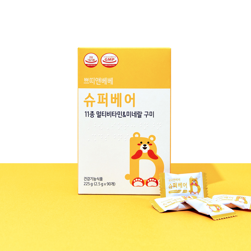 쁘띠앤<b>베베</b> 슈퍼베어 종합 <b>멀티 비타민 젤리</b> 구미 <b>어린이</b> <b>키즈</b> 45일분(1.5개월)