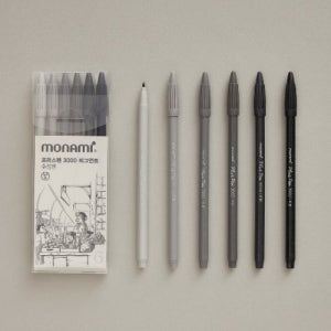 모나미 프러스펜 3000 피그먼트 6색 세트 수성펜