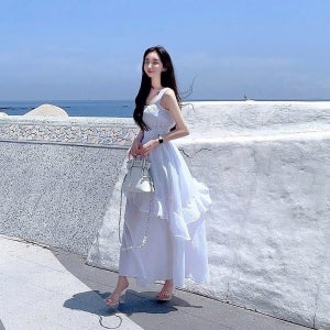 민소매 휴양지 바스락 비치 바캉스 여름 롱 원피스