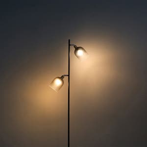 디자인조명 유리 쉐이드 2구 호텔 감성 럭셔리 스탠드조명 모던인테리어 침실 거실 장스탠드