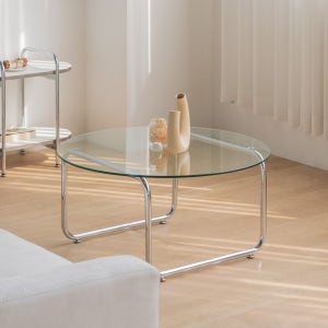 메탈 유리 원형 카페 거실 네일숍 인테리어 소파 테이블 H38cm