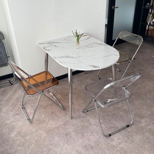 몽그라니 2인 3인 모던 대리석 반타원형 실버 미드센츄리 공간활용 로즈 골드 신혼부부 홈카페 식탁 테이블