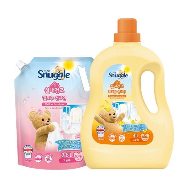 스너글 고농축 실내건조 섬유유연제 허거블 선샤인 본품 4L+ 리필 2.6L