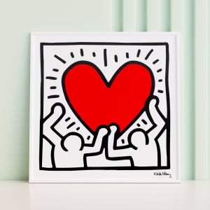 명화 그림액자 포스터 팝아트 거실 홈인테리어 키스해링 사랑2 캔버스액자 36x36cm