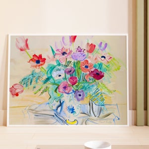 명화 캔버스 그림 뒤피-아네모네와튤립2 벽장식 인테리어 거실 주방 집들이선물 41x31cm