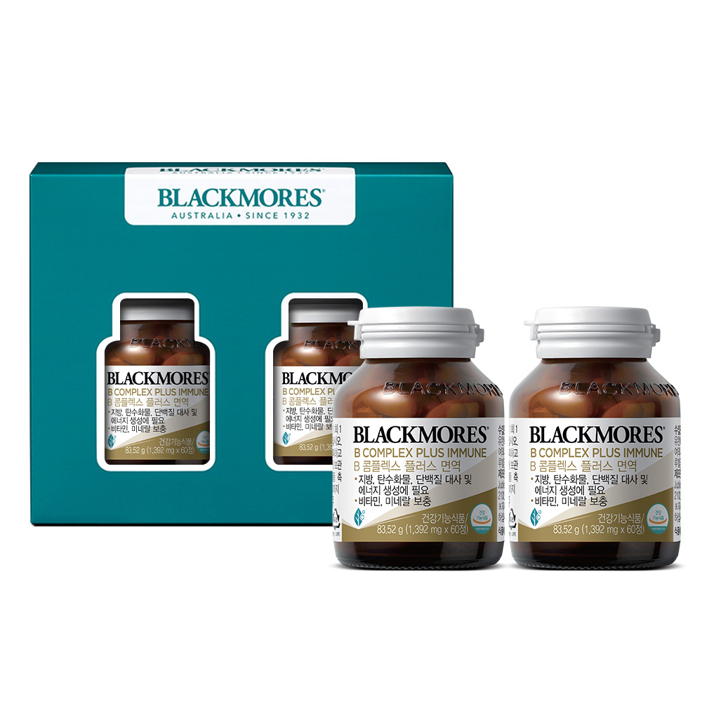 <b>블랙모어스 비타민</b>B 컴플렉스 고함량<b>비타민</b> 면역 60정 2개입 선물세트