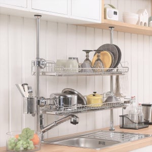 스타픽스 원터치 압연 멀티포머 항균 2단 올스텐 싱크대선반 890 STS304 스탠304