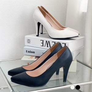 (255-270mm) 빅사이즈 뾰족코 하이힐 흑백 모던 면접구두 높은굽 스틸렡토 9cm