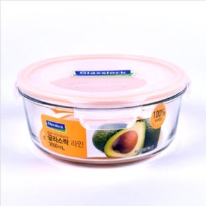 글라스락 내열강화유리 밀폐용기 반찬통 김치통 전자렌지 용기 원형 4호 2050ml